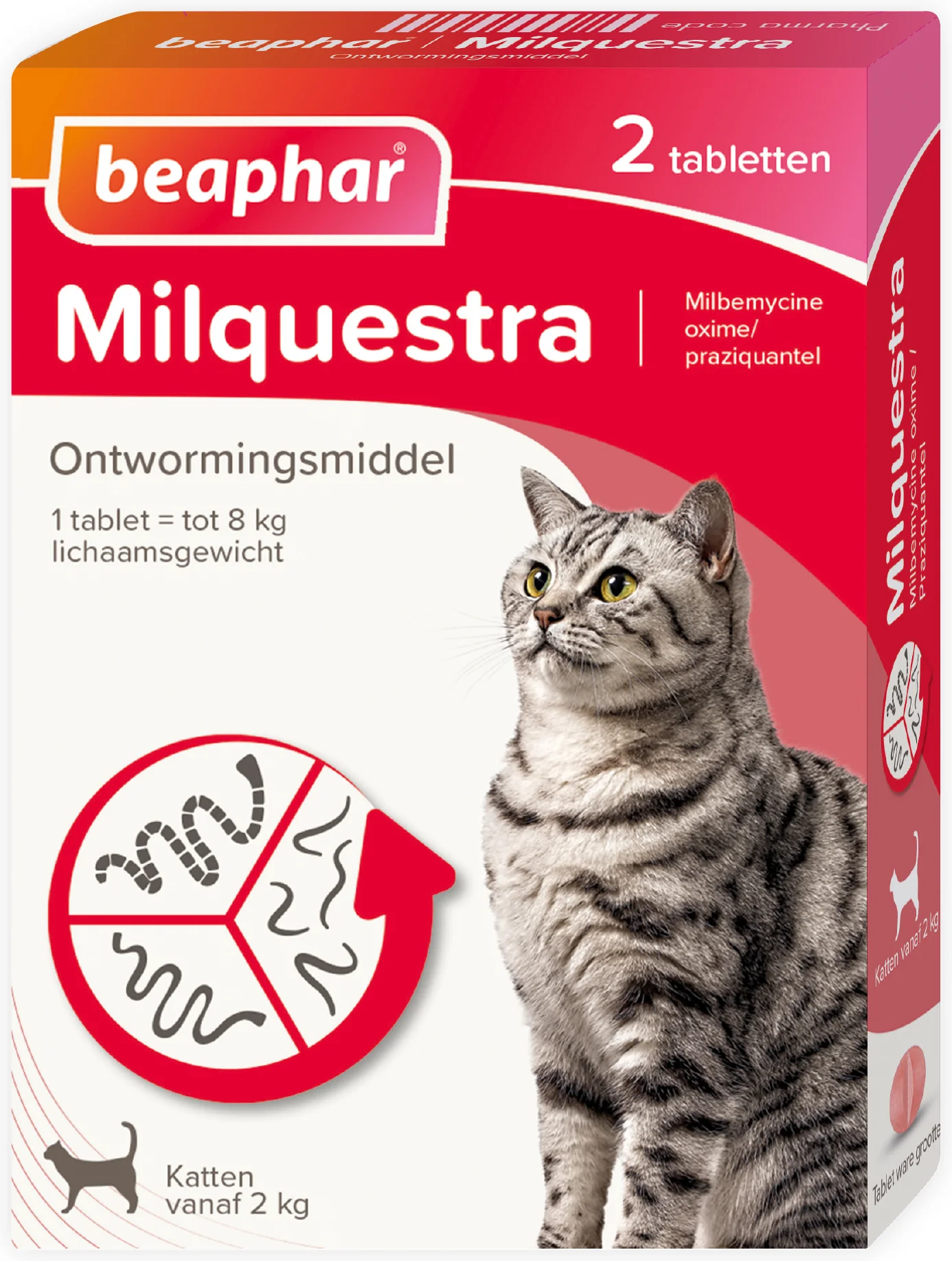 Beaphar Milquestra ontwormingsmiddel tabletten kat vanaf 2 kg 2 stuks