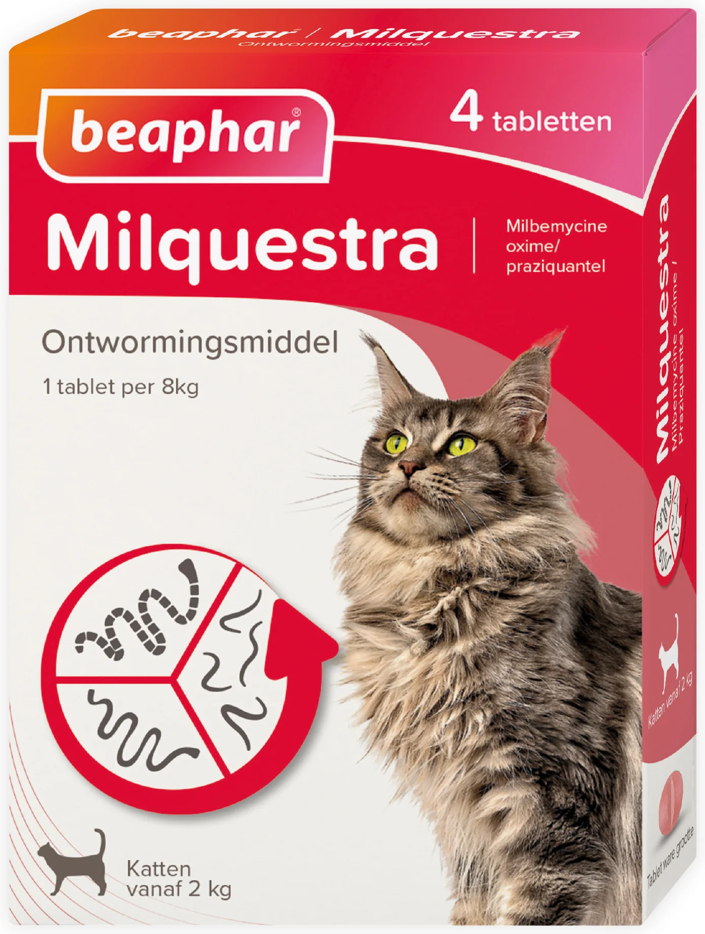 Beaphar Milquestra ontwormingsmiddel tabletten kat 2-12 kg 4 stuks