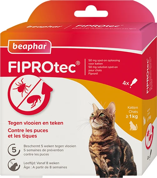 Beaphar vlooiendruppels Fiprotec kat 1 kg 4 stuks