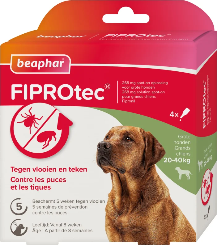 Beaphar vlooiendruppels Fiprotec hond 20-40 kg 4 stuks