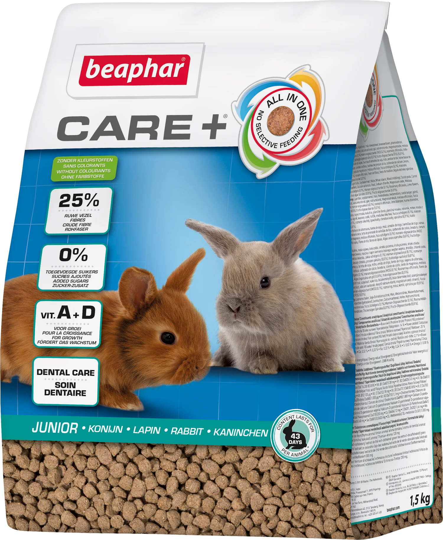 Beaphar konijnenvoer Care+ junior 1,5 kg