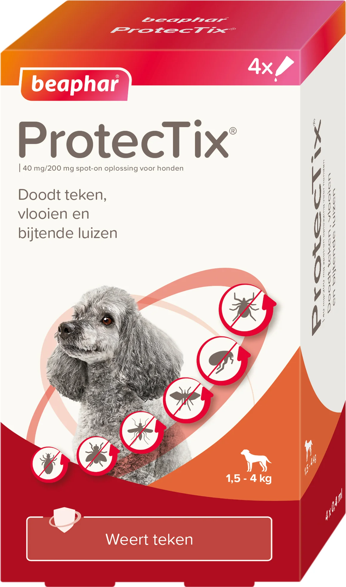 Beaphar anti tekenmiddel ProtecTix hond 1,5-4 kg 4 stuks