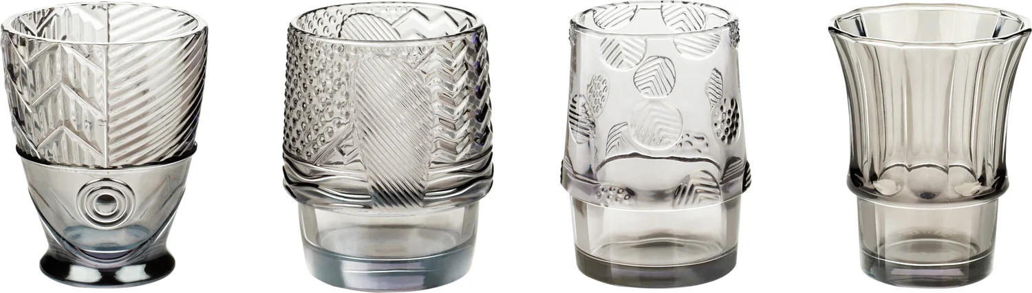 Alpina glas Vis stapelbaar grijs 220 – 310 ml 4 stuks