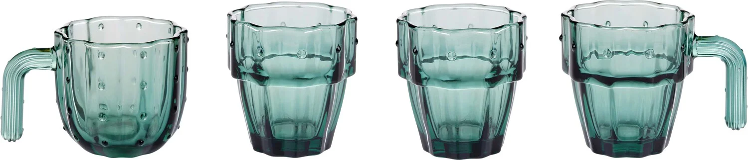 Alpina glas Cactus stapelbaar groen 240 ml 4 stuks