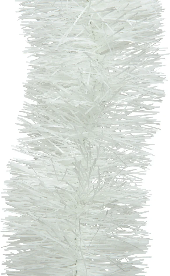 Decoris kerstslinger Lametta wit glanzend D 10 H 270 cm