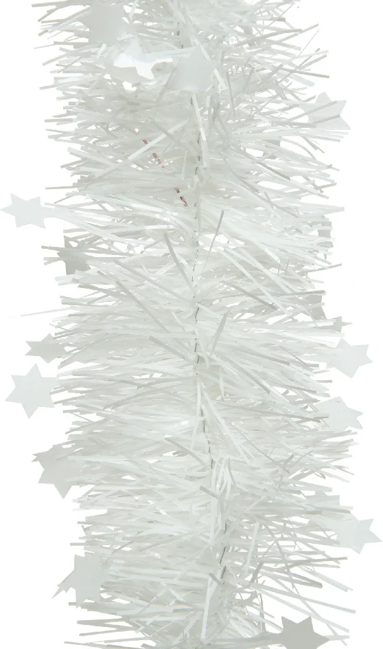 Decoris kerstslinger Lindo sterren wit 270 cm