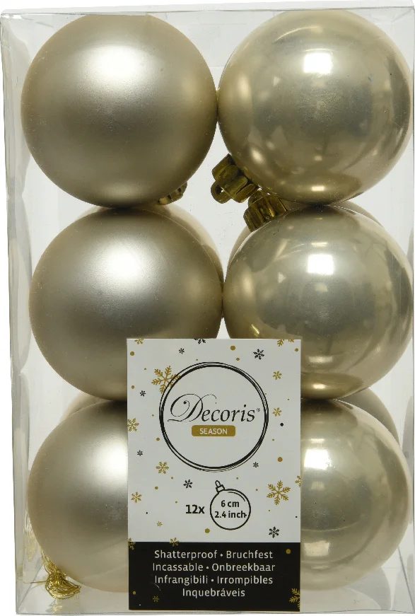 Decoris kerstbal parel D 6 cm 12 stuks