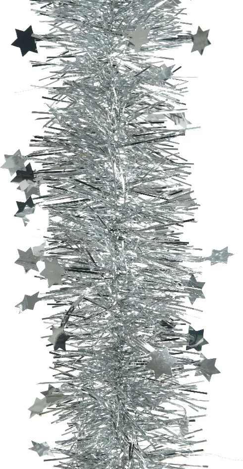 Decoris kerstslinger Lindo sterren zilver 270 cm