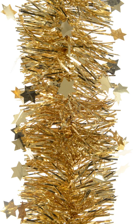 Decoris kerstslinger Lindo sterren goud 270 cm