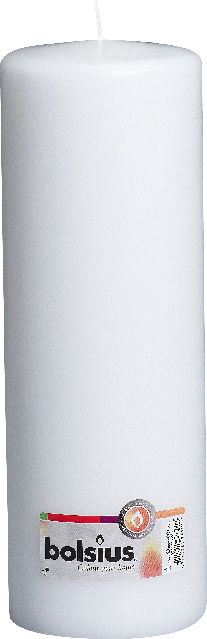 Bolsius stompkaars Rustiek wit 175 uur D 9,8 x H 30 cm