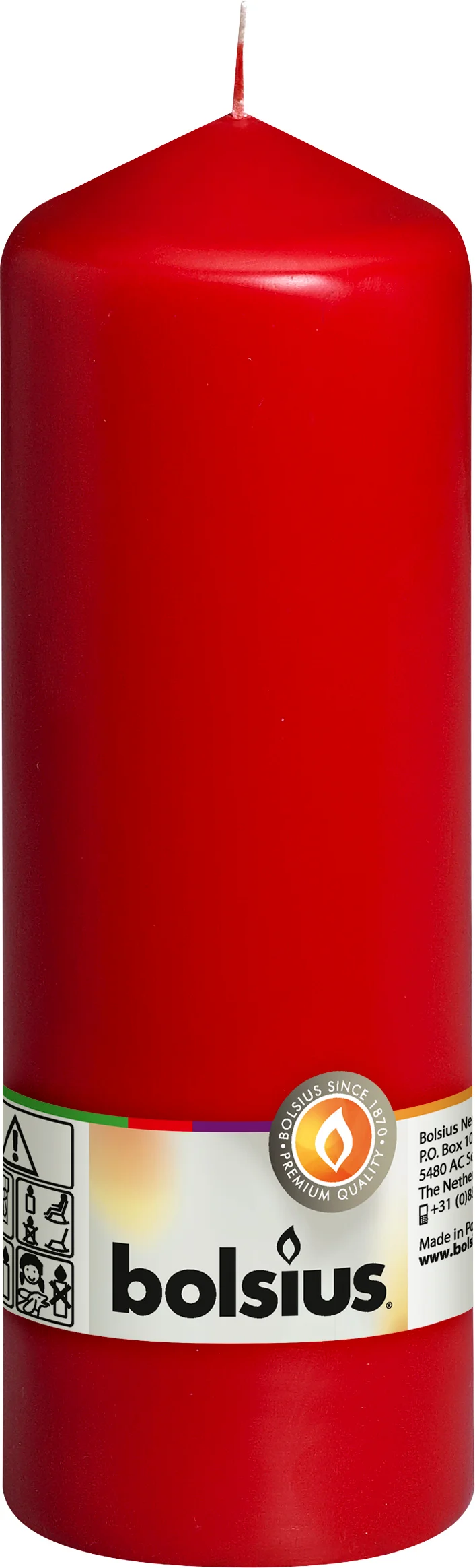 Bolsius stompkaars rood D 6,8 H 20 cm