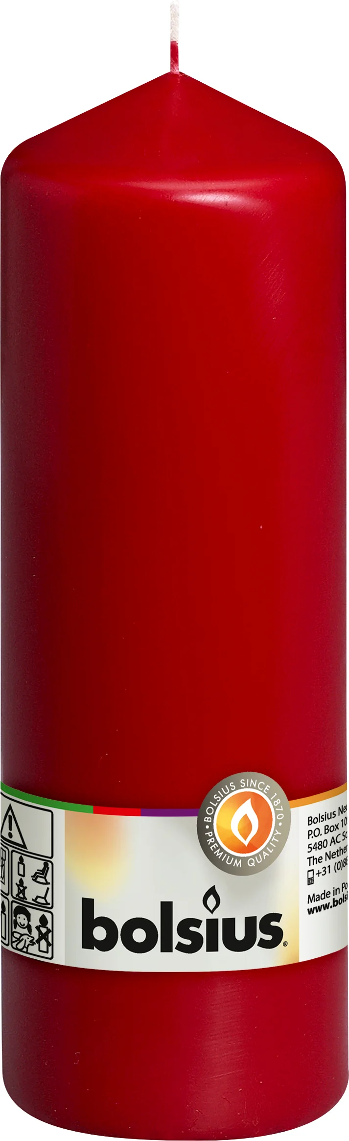Bolsius stompkaars donker rood D 6,8 H 20 cm