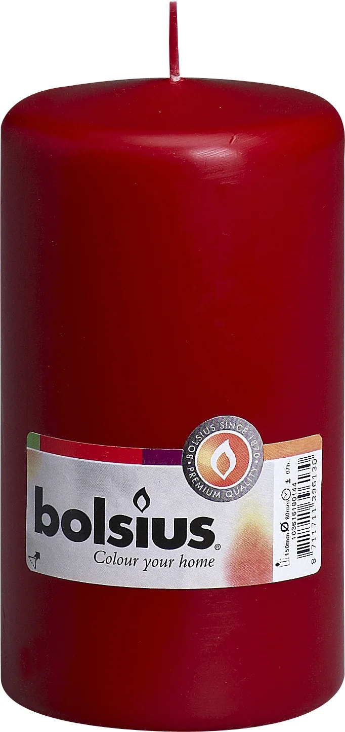 Bolsius stompkaars donker rood D 8,6 H 15 cm