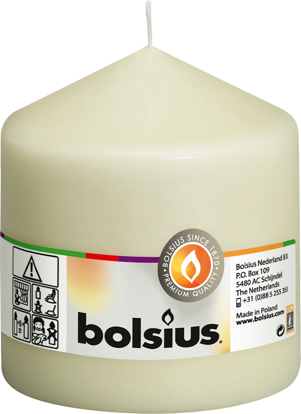 Bolsius stompkaars crème 45 uur D 9,8 H 10 cm
