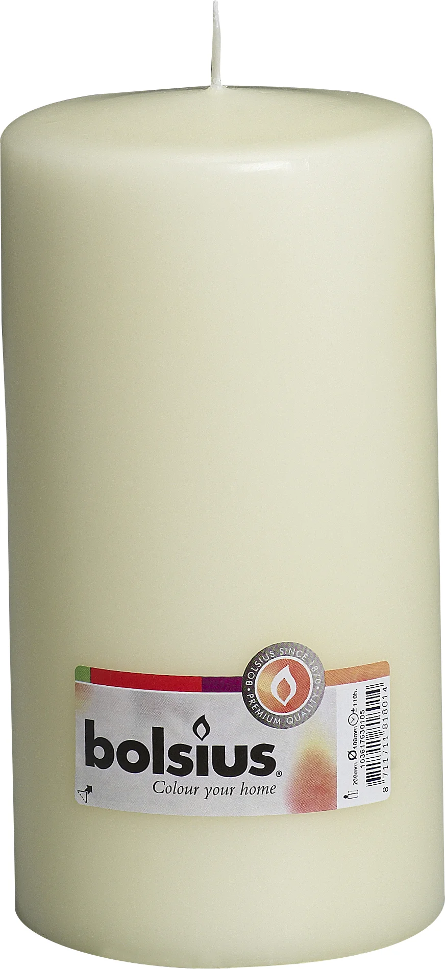 Bolsius stompkaars crème D 10 H 20 cm