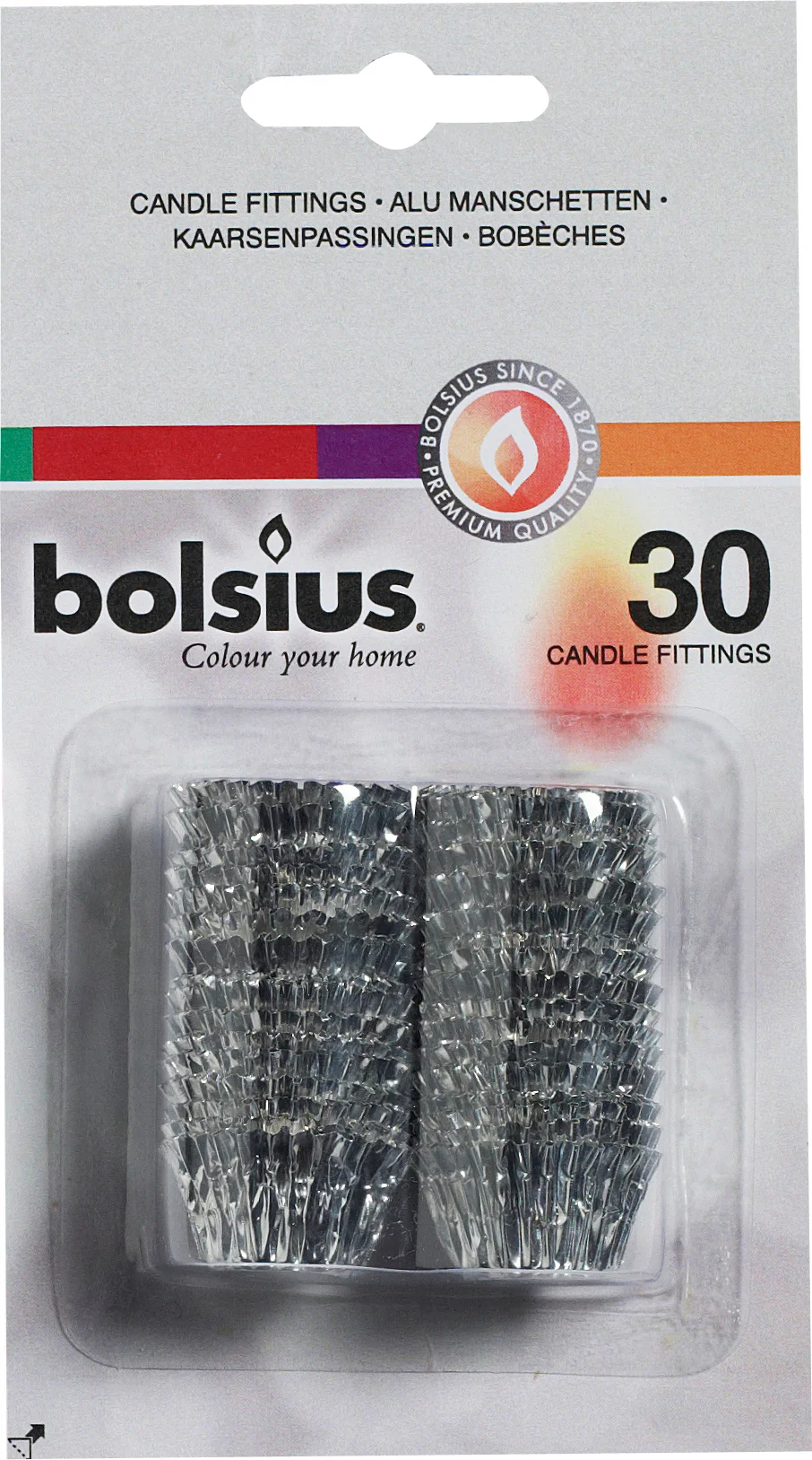 Bolsius kaarshulzen zilver 30 stuks