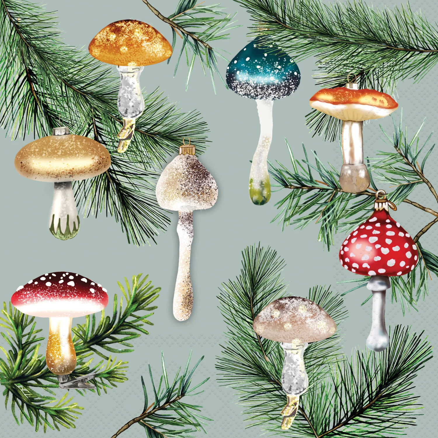 Ambiente servet paddenstoelen Milas 33 x 33 cm 20 stuks