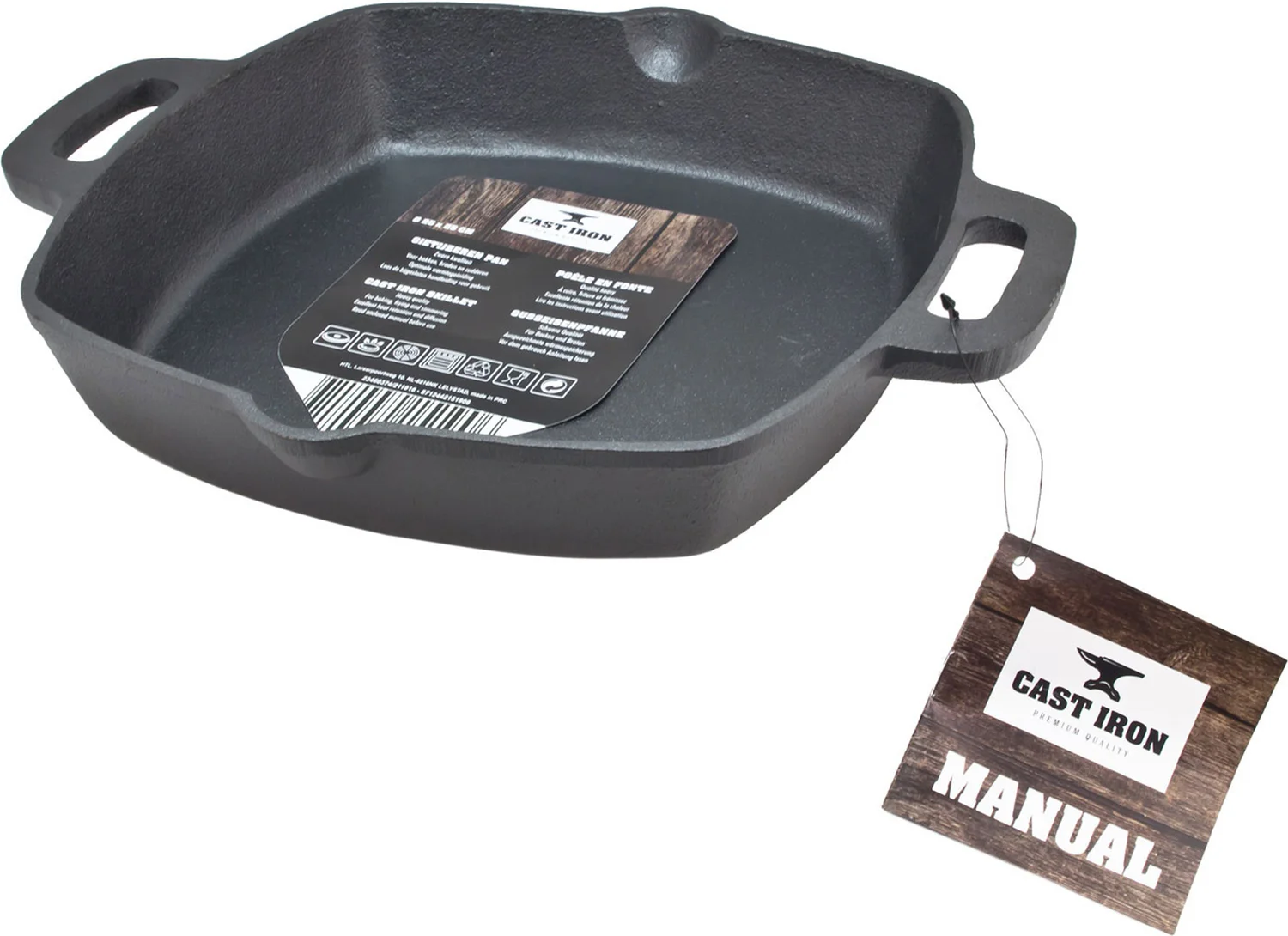 Cast Iron ovenschaal gietijzer zwart 25 x 25 x 6 cm