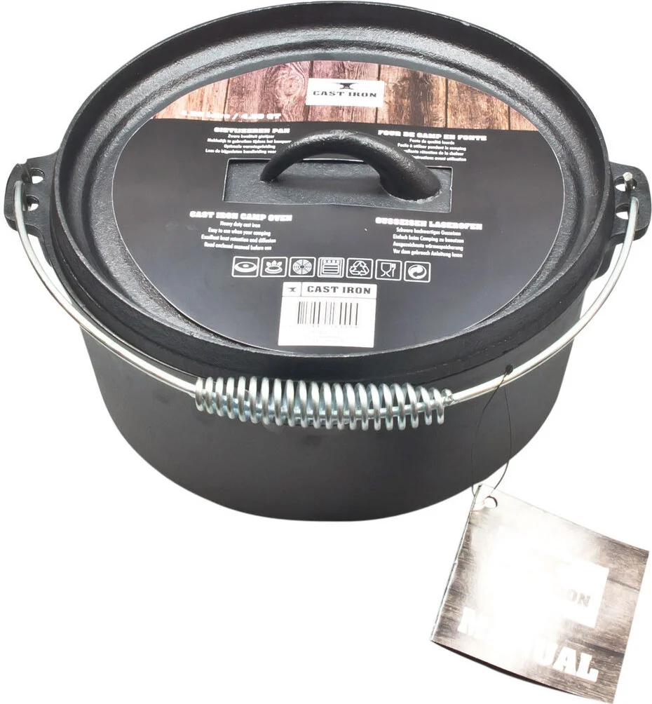 Cast Iron pan met deksel zwart D 28 H 11 cm