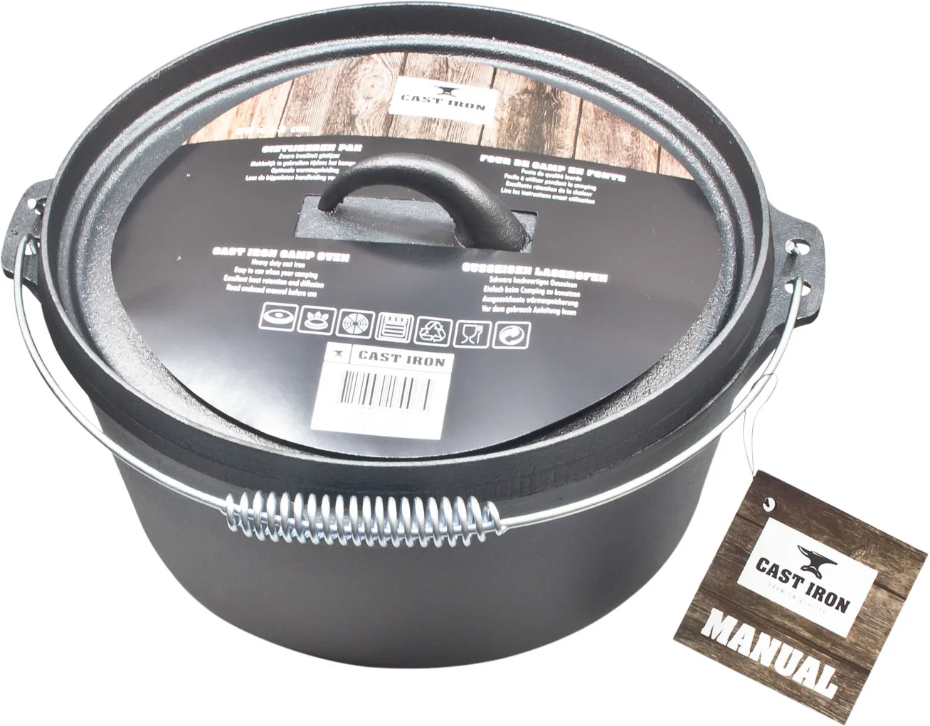Cast Iron pan met deksel zwart D 28 H 13 cm