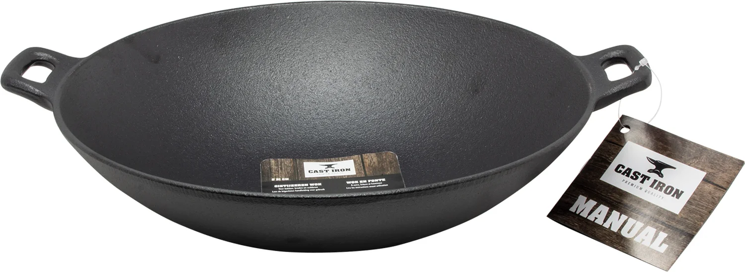 Cast Iron wokpan zwart D 31 H 8,5 cm
