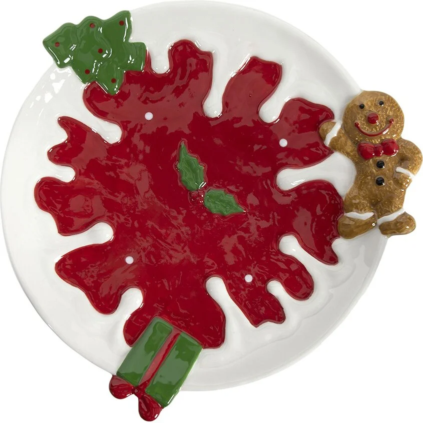 Bord Gingerbreadman rood D 28 H 3,5 cm