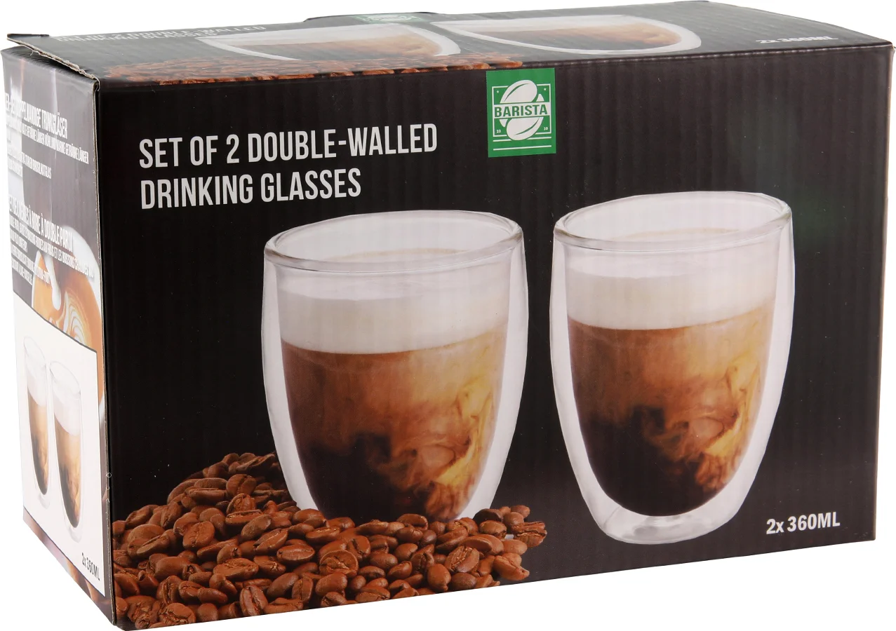 Barista dubbelwandig glas transparant 2 stuks 0,36 L