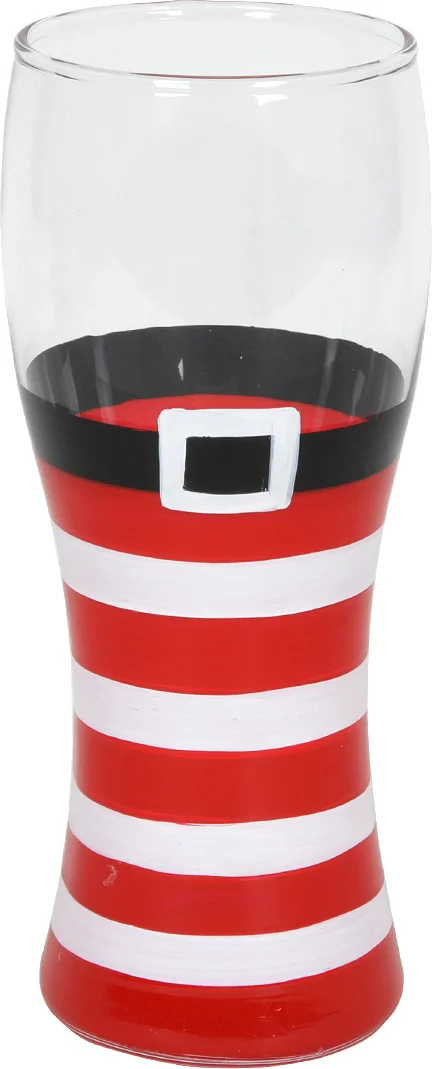 Bierglas Santa strepen rood / wit 370 ml
