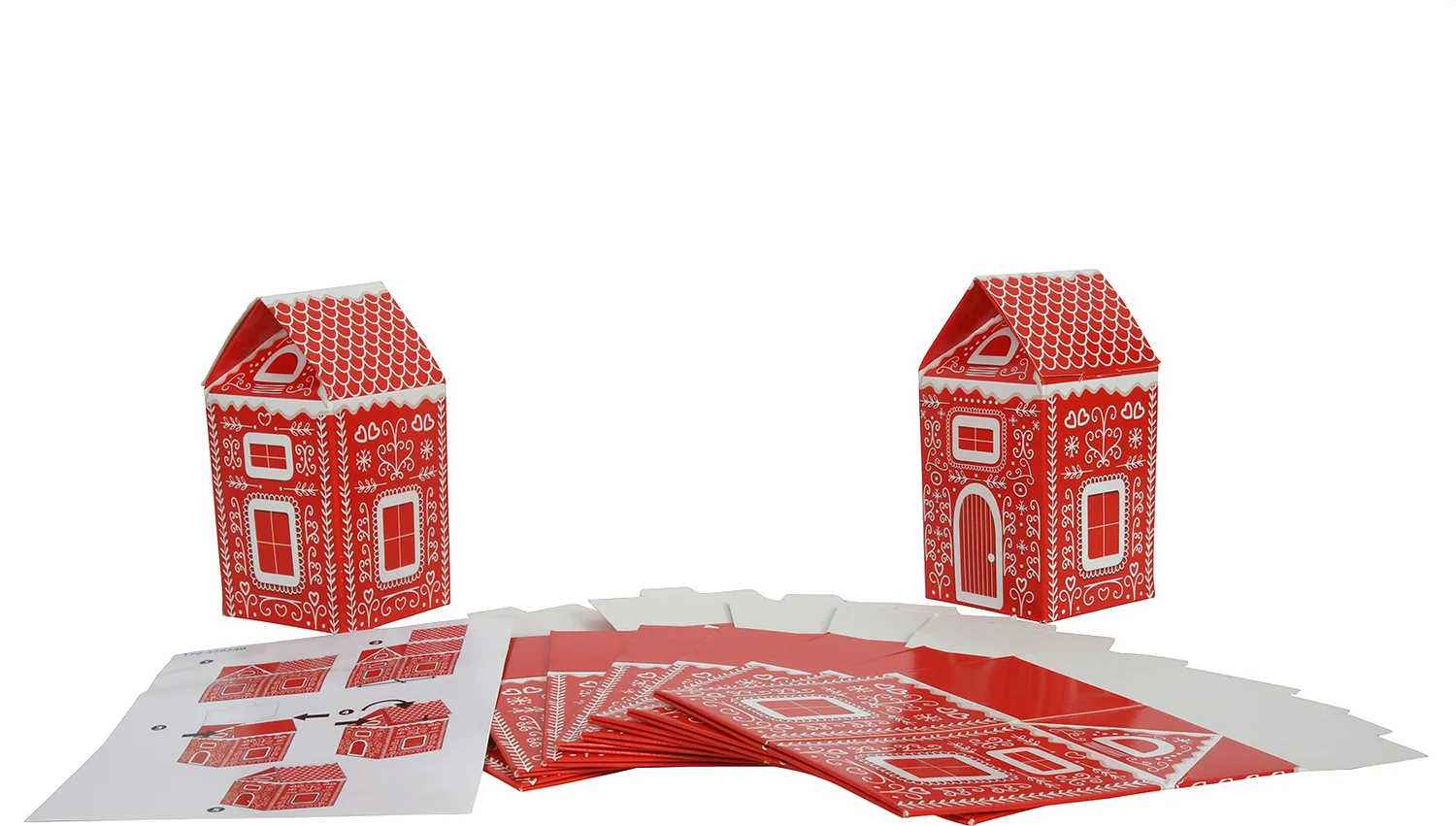 Cupcake box huis rood / wit 5 stuks