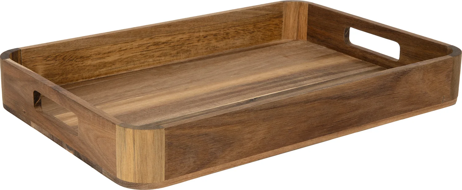 Dienblad bruin acacia 38 x 26 x 4,9 cm
