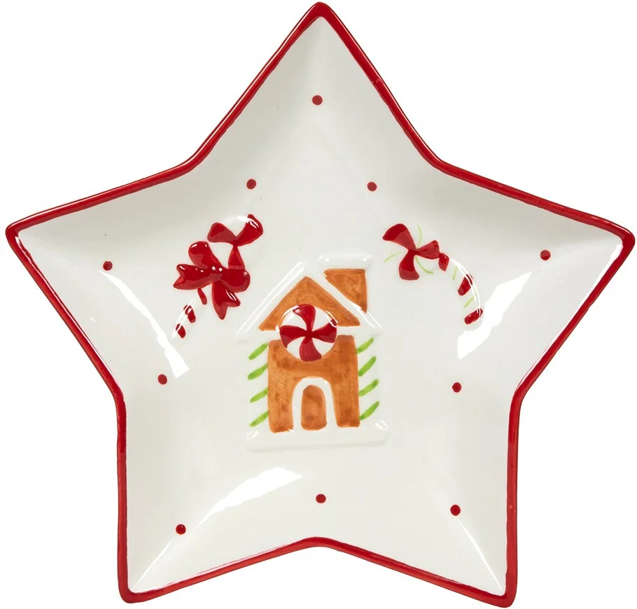 Dinerbord ster met Gingerhuis wit 26,5 x 25,5 x 3,5 cm