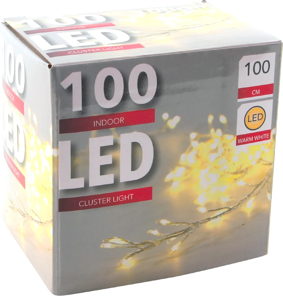 Clusterverlichting met 100 lampjes warm wit 1m