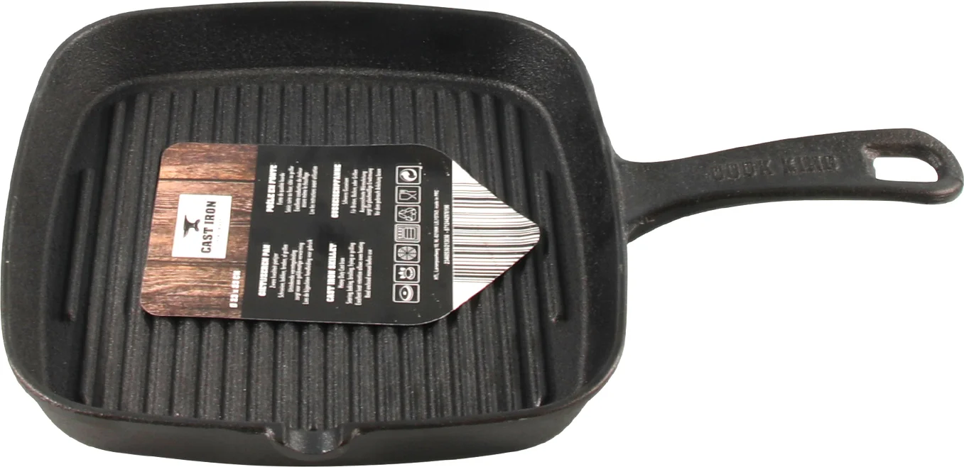 Cast Iron grillpan zwart 23 x 23 x 3 cm