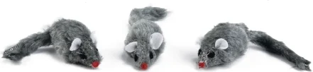 Beeztees plush muisje grijs 3 stuks