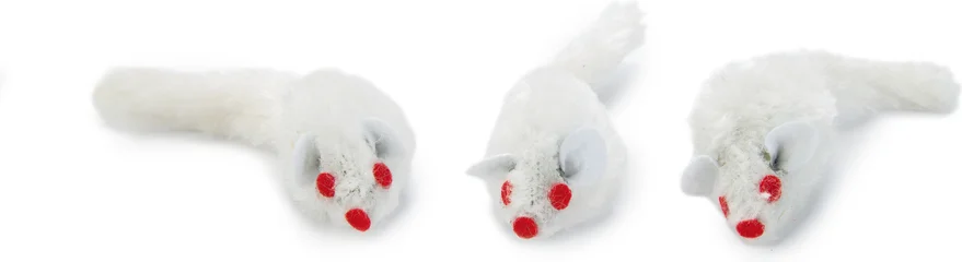 Beeztees plush muisje wit 3 stuks