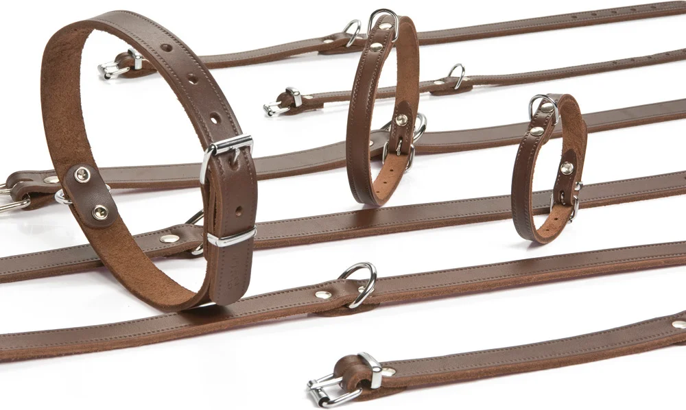 Beeztees hondenhalsband leer L bruin 32 cm