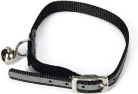Beeztees kattenhalsband reflecterend zwart 7-31 cm x 10 mm