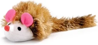 Beeztees pluche langharige muis 12 x 7 cm