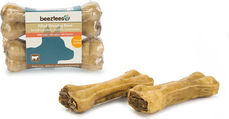Beeztees kauwbot gevuld met pens 10 cm 2 stuks