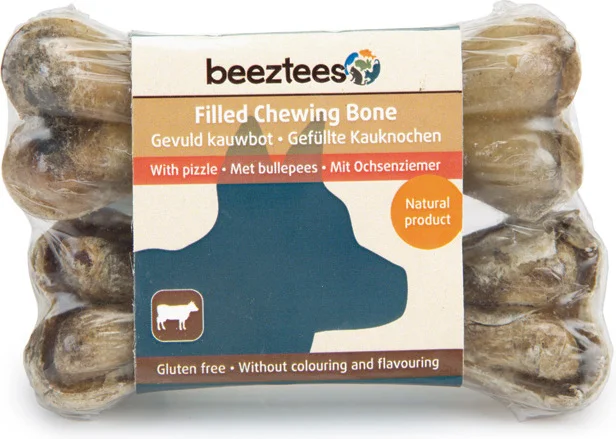 Beeztees kauwbot gevuld met bullepees 10 cm 2 stuks