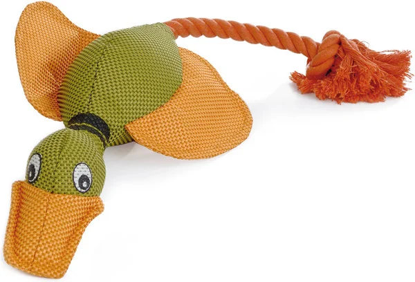 Beeztees hondenspeelgoed eend met koord multi 45 cm