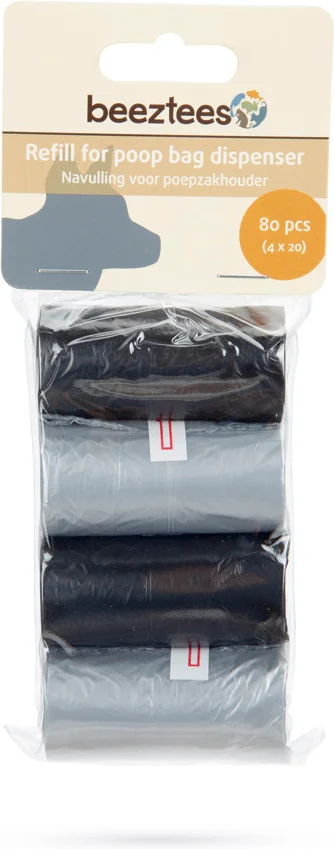 Beeztees poepzakjes zwart / grijs 4 x 20 stuks