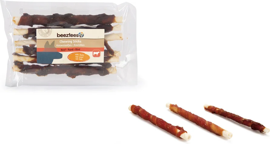Beeztees kauwstaafjes rund met eend 14 cm 6 stuks