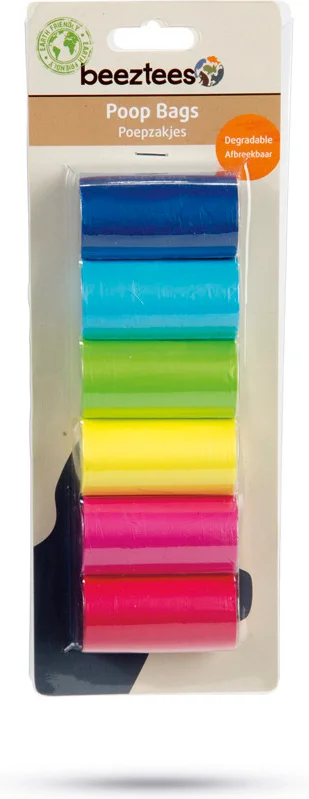 Beeztees poepzakjes regenboog 6 x 20 stuks