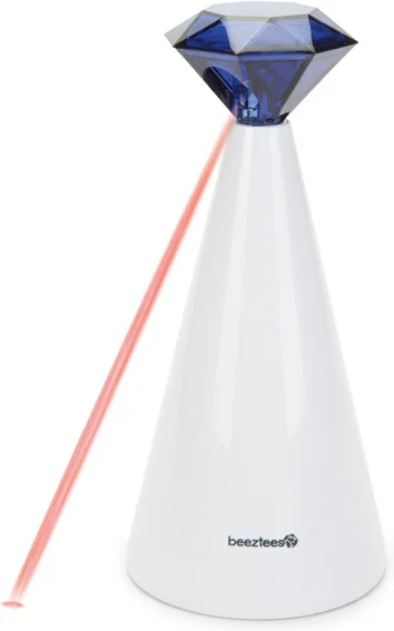 Beeztees kattenspeelgoed laserzuil Diamond wit / blauw D 10 H 22 cm