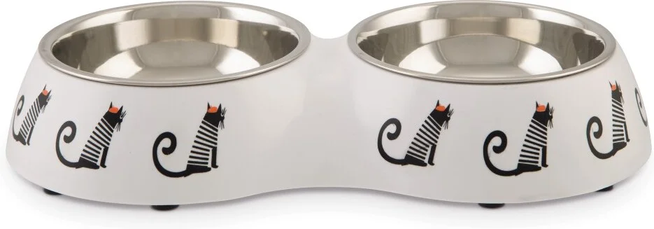Beeztees kattenvoer- en drinkbak Muzy wit 27 x 14 x 4,5 cm