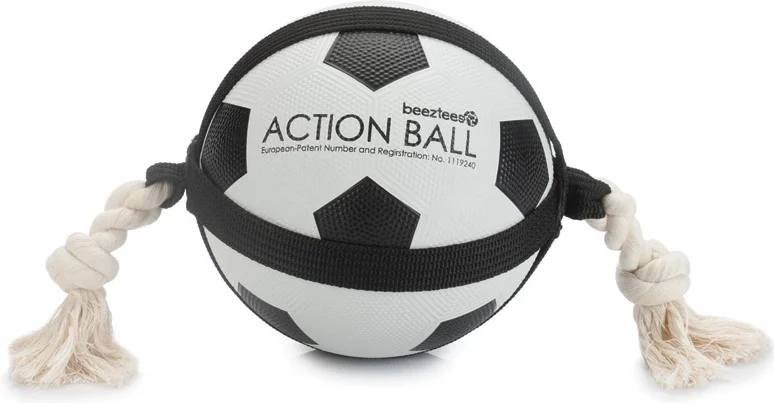 Beeztees voetbal met touw Action D 19 H 19 cm