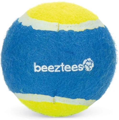 Beeztees hondenspeelgoed tennisbal blauw / geel D 10 cm