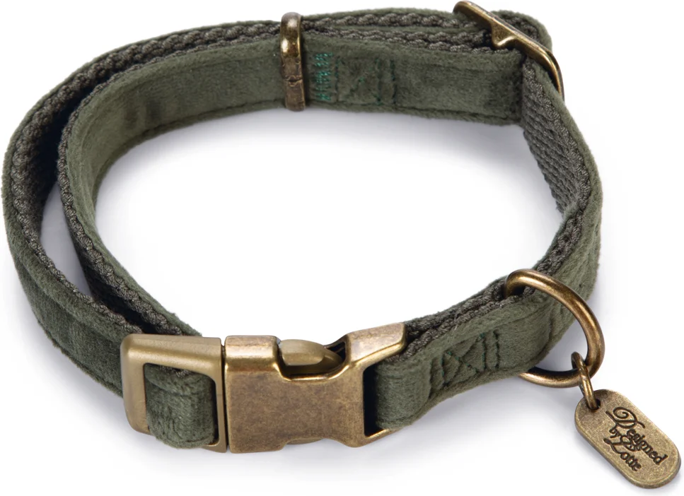 Designed by Lotte hondenhalsband Velura groen 26-40 x 1,5 cm
