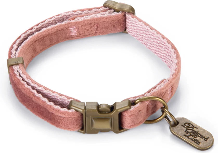 Designed by Lotte hondenhalsband Velura roze 20-30 x 1 cm